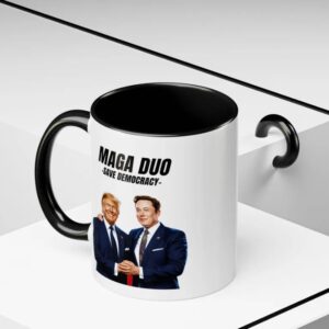 Elon Musk & Trump Mug ,Dark MAGA, Save Democracy