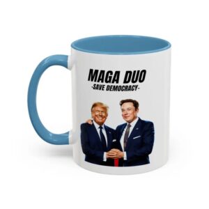 Elon Musk & Trump Mug ,Dark MAGA, Save Democracy