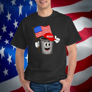 Funny Trump MAGA Garbage Cartoon Character American Flag T-Shirt