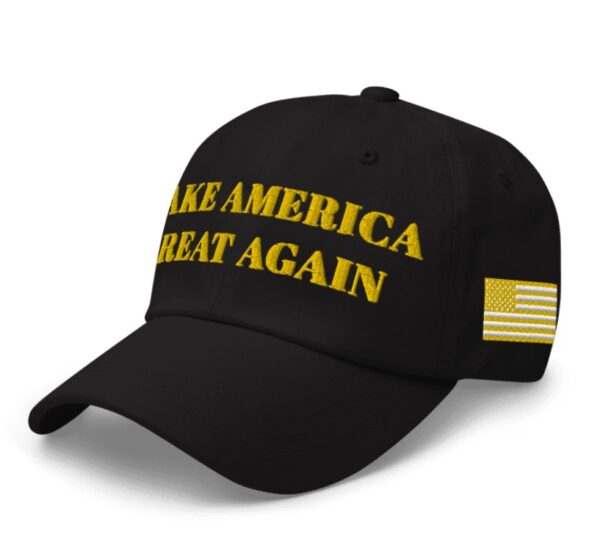 BLACK AND GOLD MAGA HAT