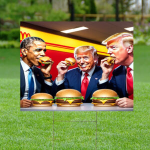 Three Presidents Sharing a McDonald's Meal Yard Sign