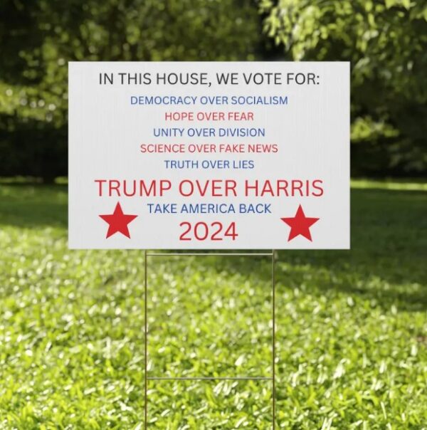 Trump 2024 Plastic Yard Sign, Trump Vance Take America Back Political