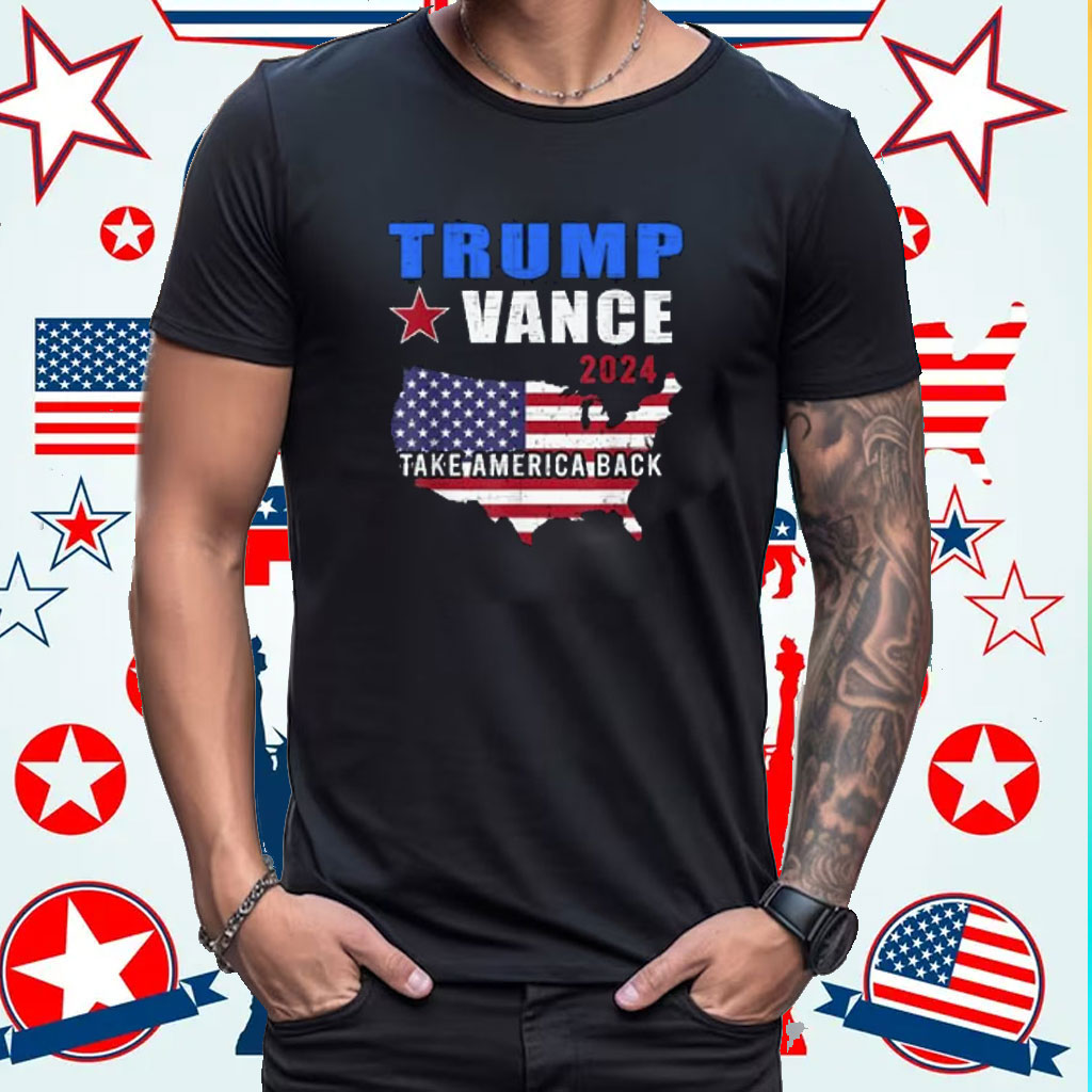Trump Vance 2024 Distressed Flag Take America Back 45-47 Shirt