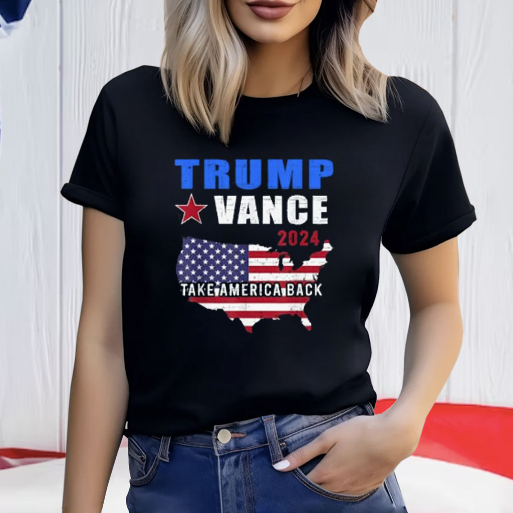 Trump Vance 2024 Distressed Flag Take America Back 45-47 Shirt