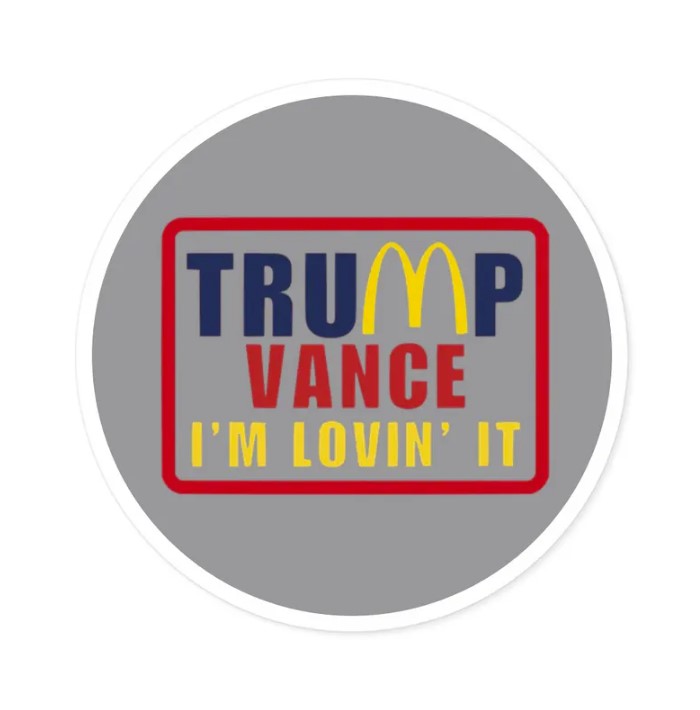Trump Vance Im Lovin It Funny Mcdonalds Round Stickers