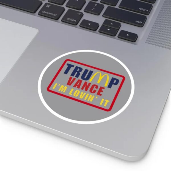 Trump Vance Im Lovin It Funny Mcdonalds Round Stickers