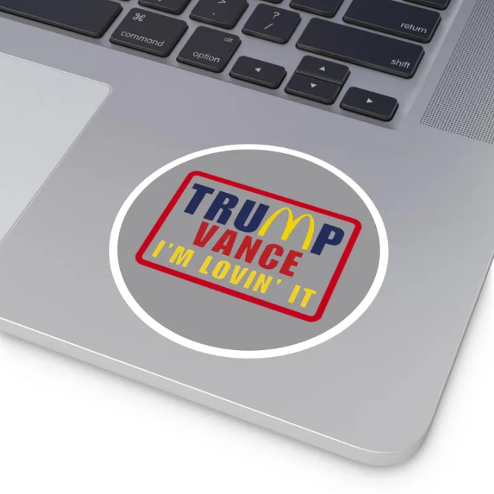 Trump Vance Im Lovin It Funny Mcdonalds Round Stickers