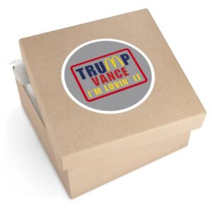Trump Vance Im Lovin It Funny Mcdonalds Round Stickers