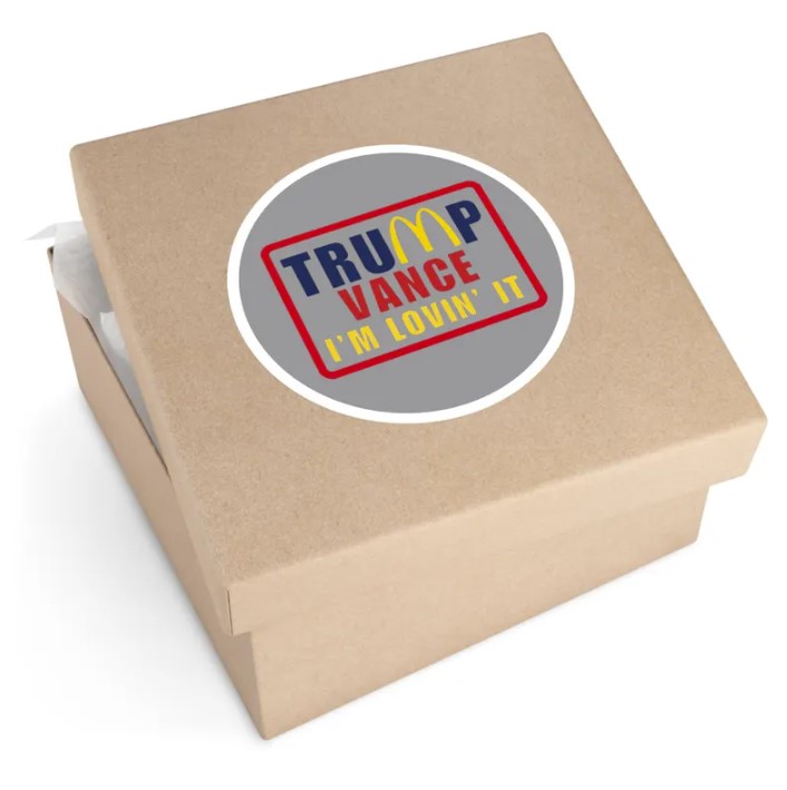 Trump Vance Im Lovin It Funny Mcdonalds Round Stickers