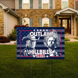 Trump Vance Outlaw Hillbilly Blue USA 2024 Yard Sign