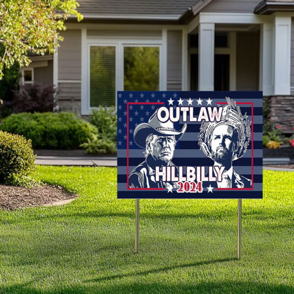 Trump Vance Outlaw Hillbilly Blue USA 2024 Yard Sign
