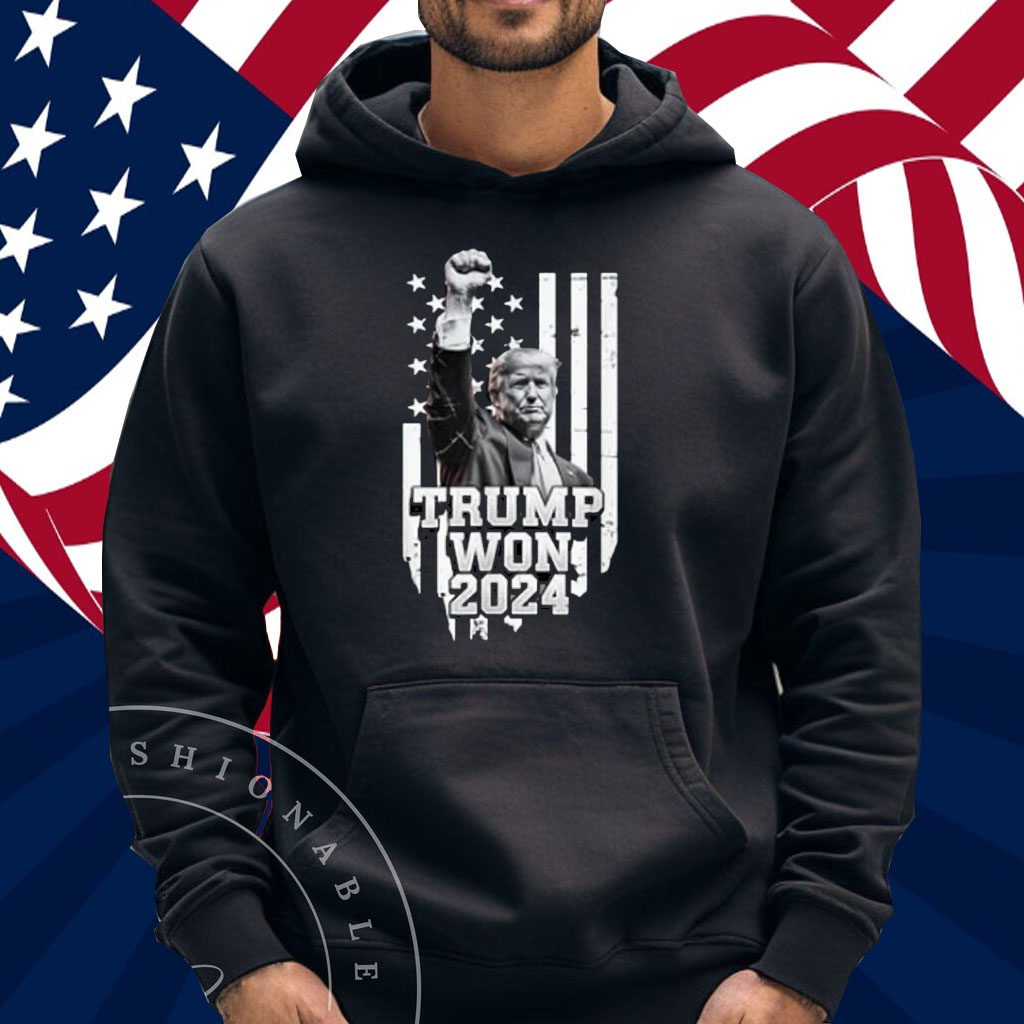 Trump Won Elections 2024 Vote Trump American Flag Graphic T-Shirt