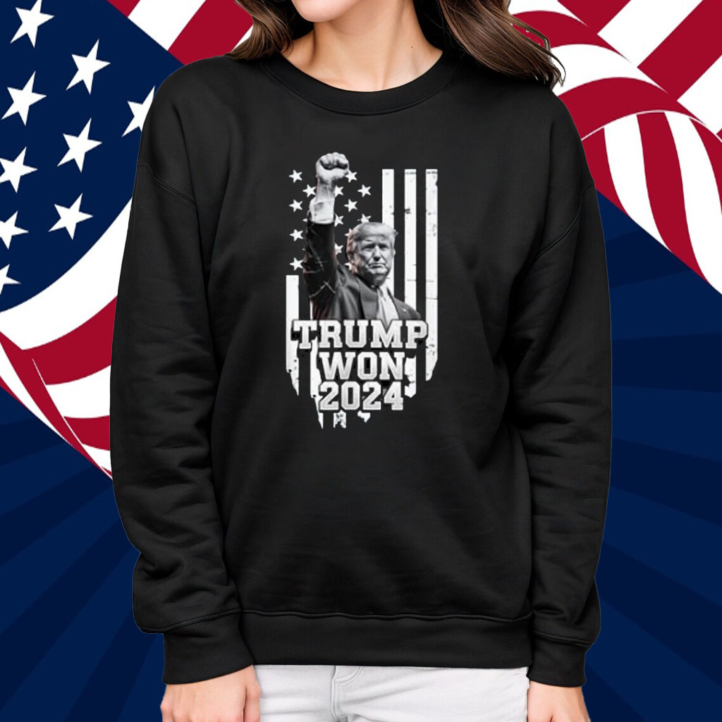 Trump Won Elections 2024 Vote Trump American Flag Graphic T-Shirt