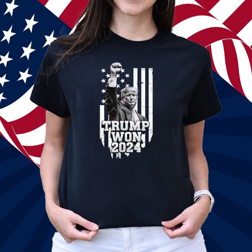 Trump Won Elections 2024 Vote Trump American Flag Graphic T-Shirt