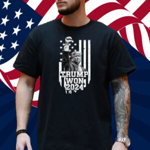 Trump Won Elections 2024 Vote Trump American Flag Graphic T-Shirt