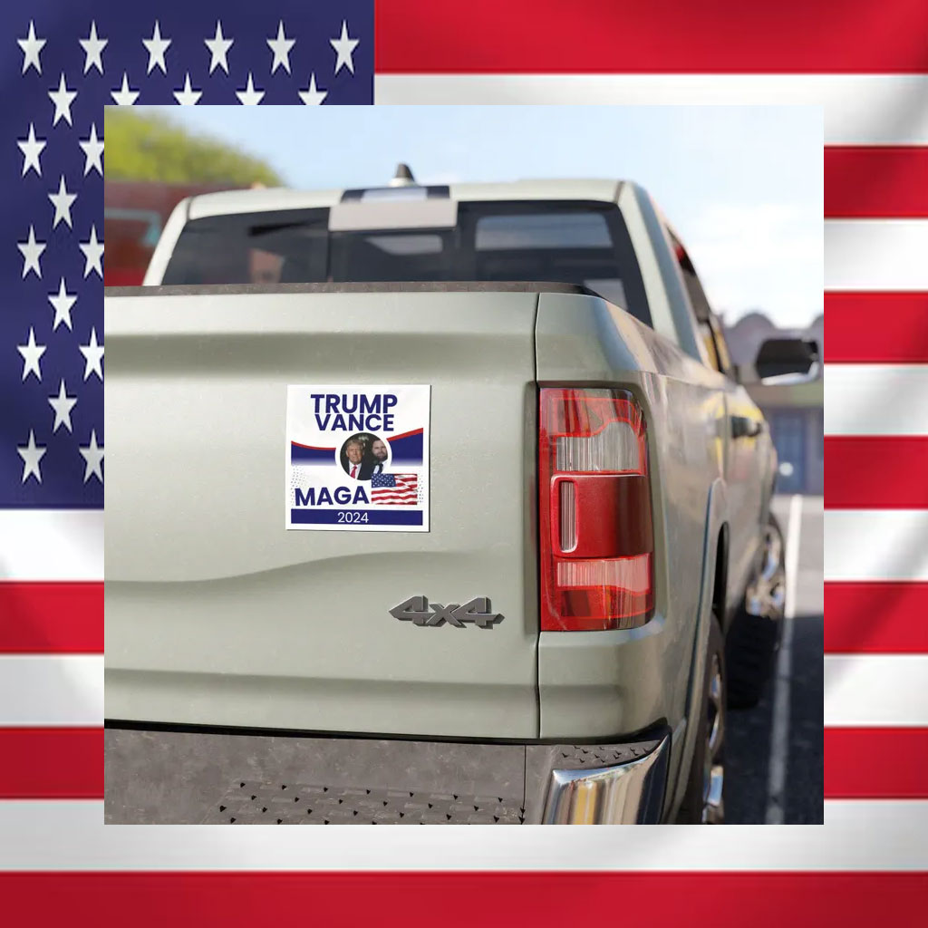 Trump president elections 2024, Colorful car magnet Trump Vance 2024