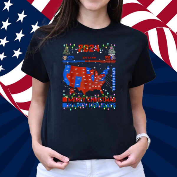 2024 Electoral Map Merry Christmas Trump Landslide Holiday T-Shirt