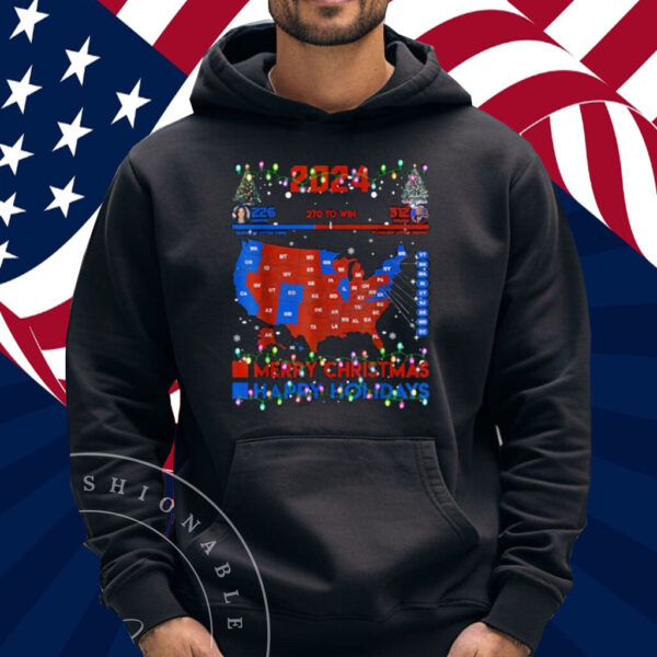 2024 Electoral Map Merry Christmas Trump Landslide Holiday T-Shirt