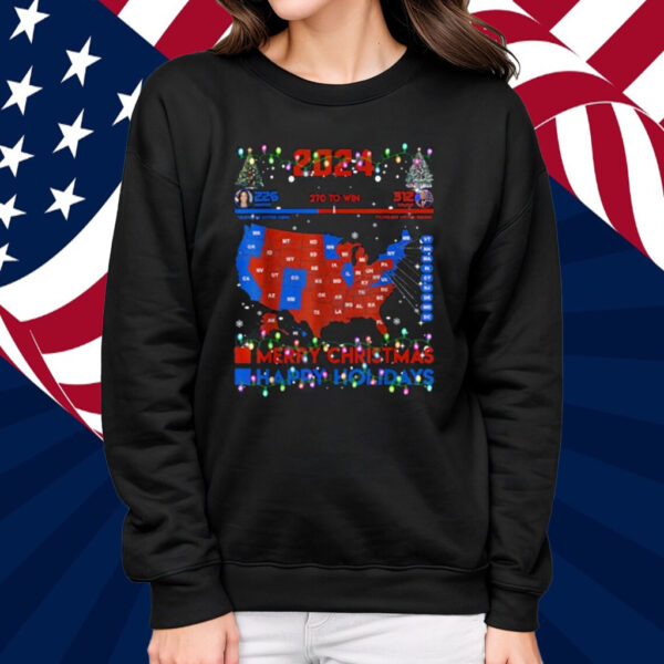 2024 Electoral Map Merry Christmas Trump Landslide Holiday T-Shirt