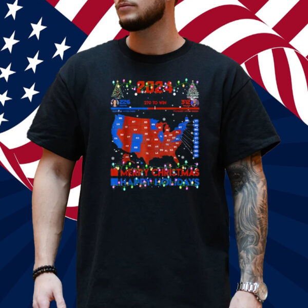 2024 Electoral Map Merry Christmas Trump Landslide Holiday T-Shirt
