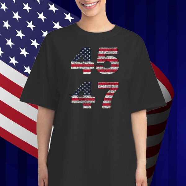 45 47 Trump Presidency Distressed POTUS MAGA Flag Shirt