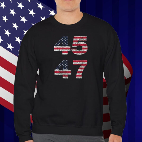 45 47 Trump Presidency Distressed POTUS MAGA Flag Shirt