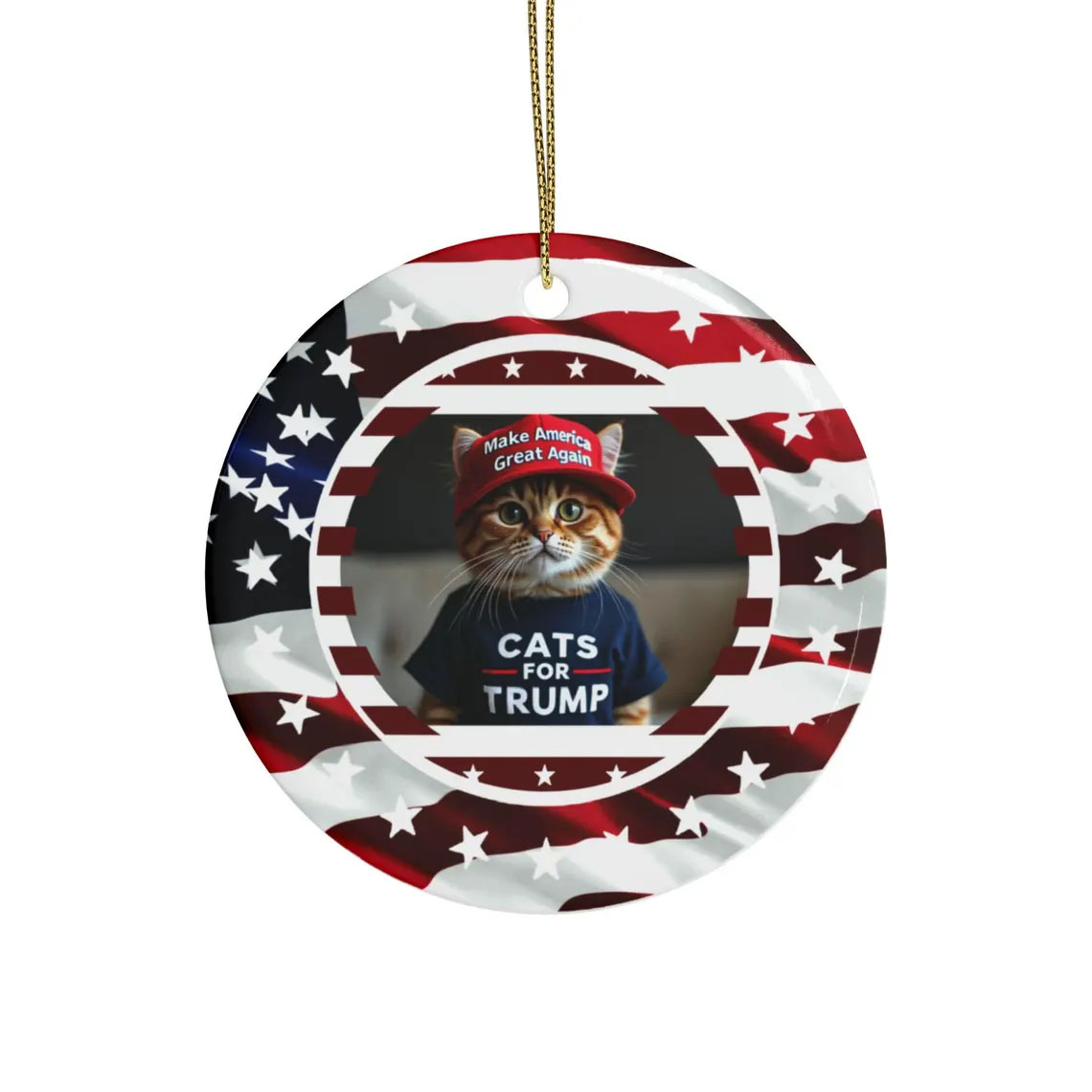 Cats for Trump Ceramic Christmas Ornament