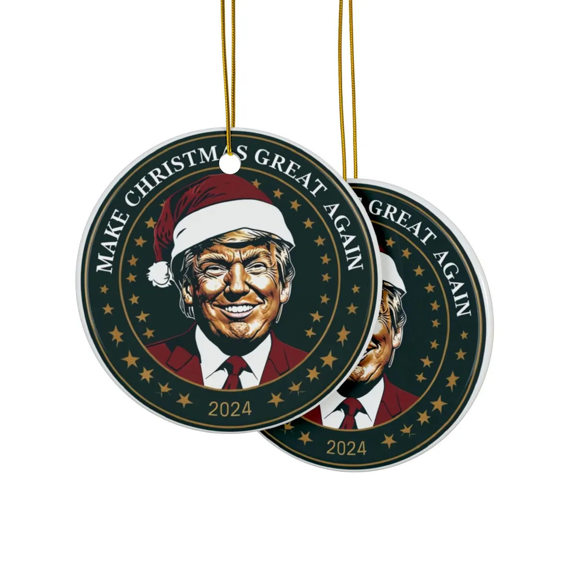 Ceramic Ornament 2024 , Santa Trump Make Christmas Great Again