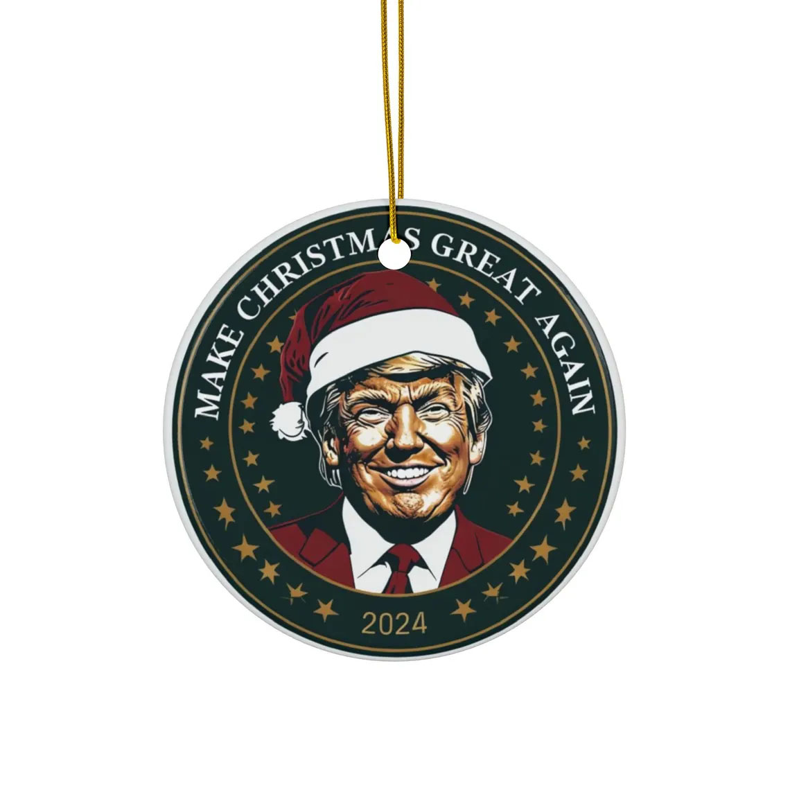 Ceramic Ornament, Santa Trump Make Christmas Great Again 2024, Holiday Decor, Christmas Gift, Political Christmas Decor, Christmas Tree