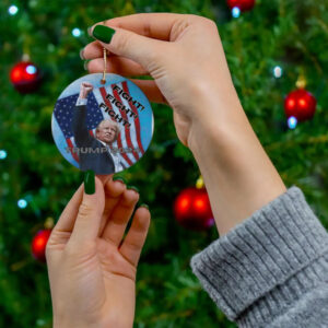 Ceramic Ornament - Trump 2024 FIGHT FIGHT FIGHT