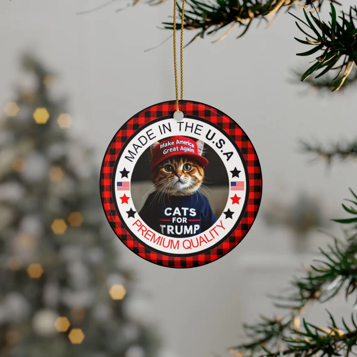 Cute Cats for Trump MAGA Ceramic Christmas Ornament