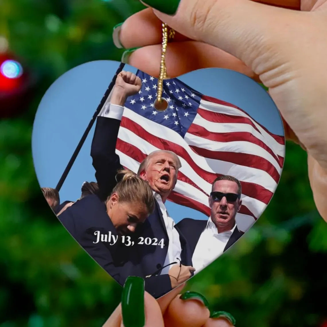 Donald Trump 2024 Assassination Attempt Ceramic Ornament