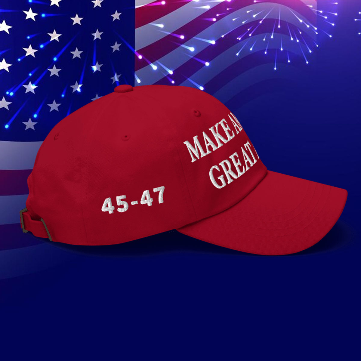 Donald Trump 45-47 Mega Hat With Slogan Make America Great Again USA Flag