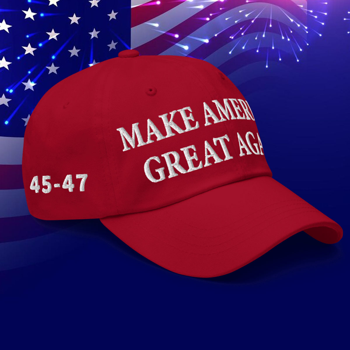 Donald Trump 45-47 Mega Hat With Slogan Make America Great Again USA Flag
