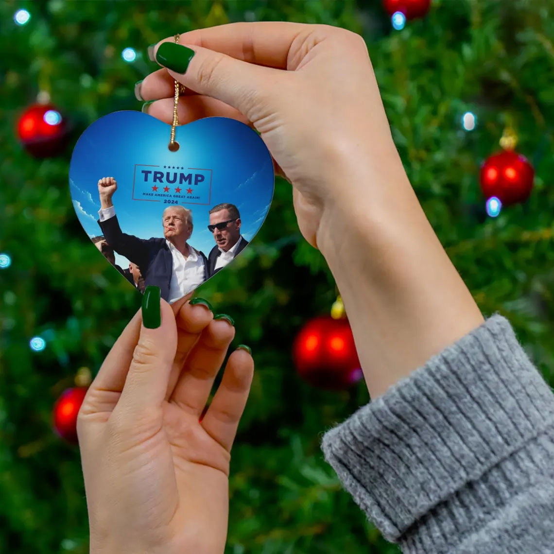 Donald Trump MAGA Christmas Ornament