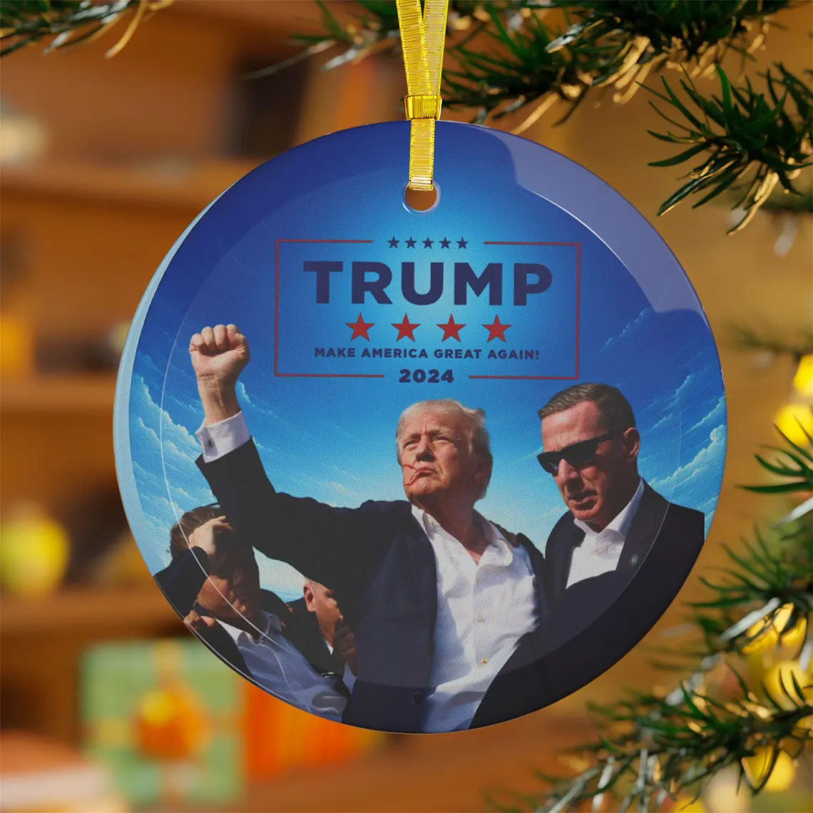 Donald Trump MAGA Christmas Ornament