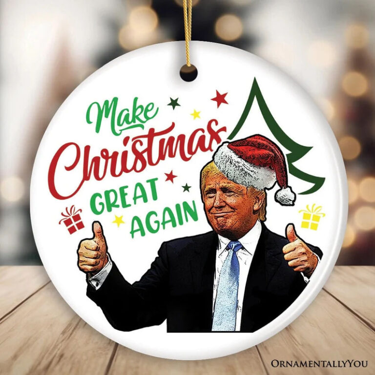 Trump christmas ornament glass wirh gold