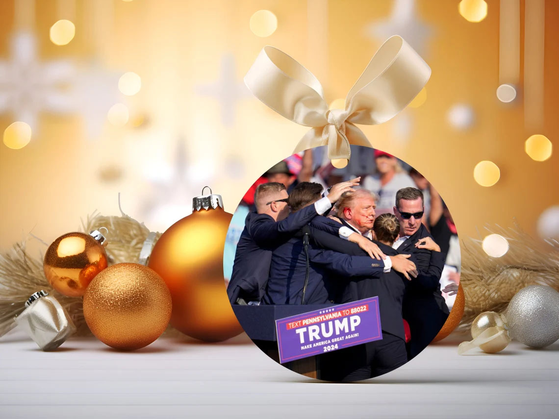 Fight For America Donald Trump 2024 Ceramic Ornament
