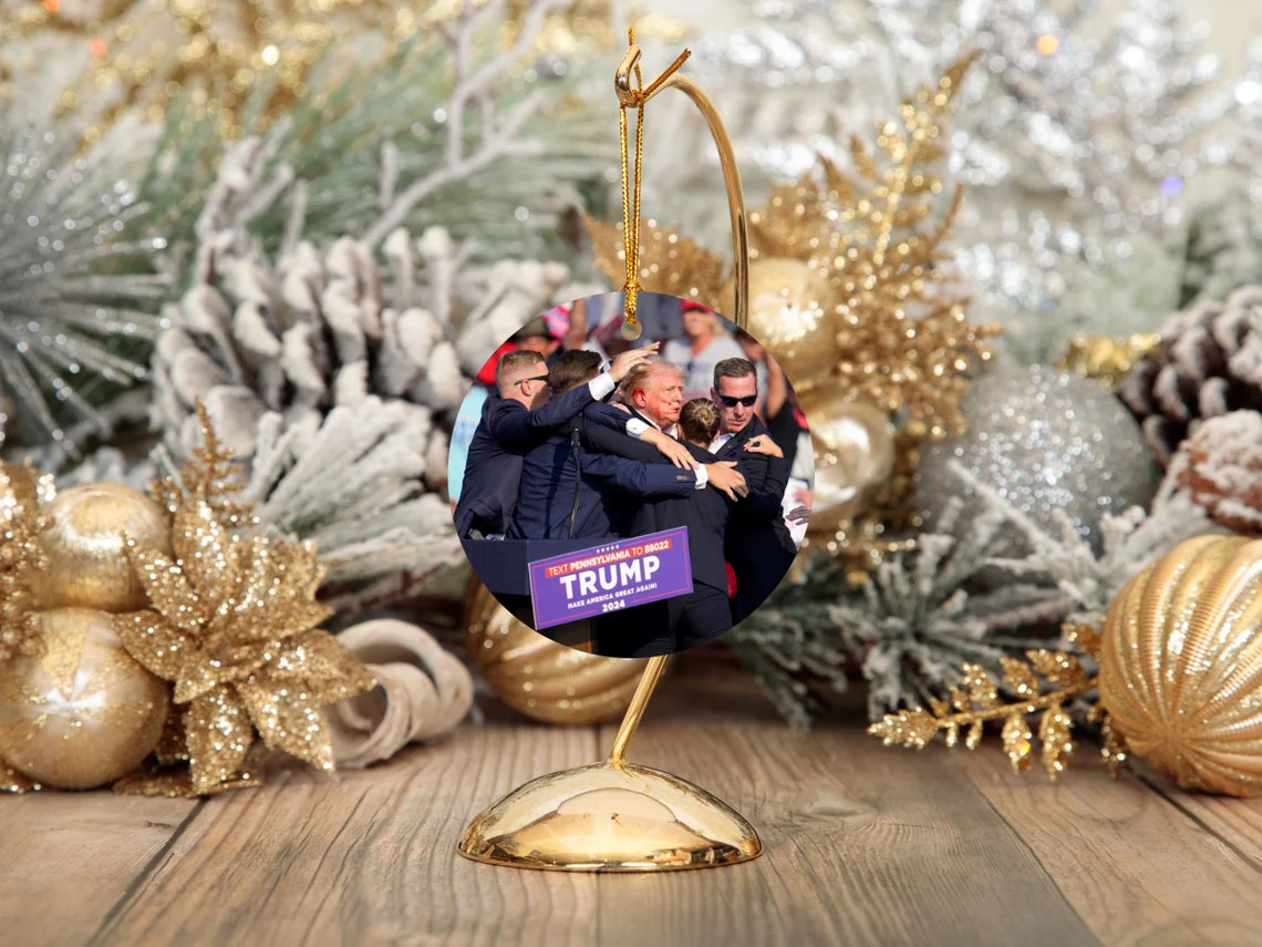 Fight For America Donald Trump 2024 Ceramic Ornament