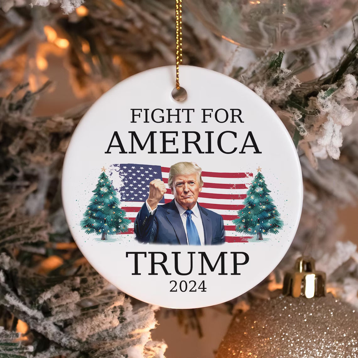 Fight For America Donald Trump Christmas Ornament