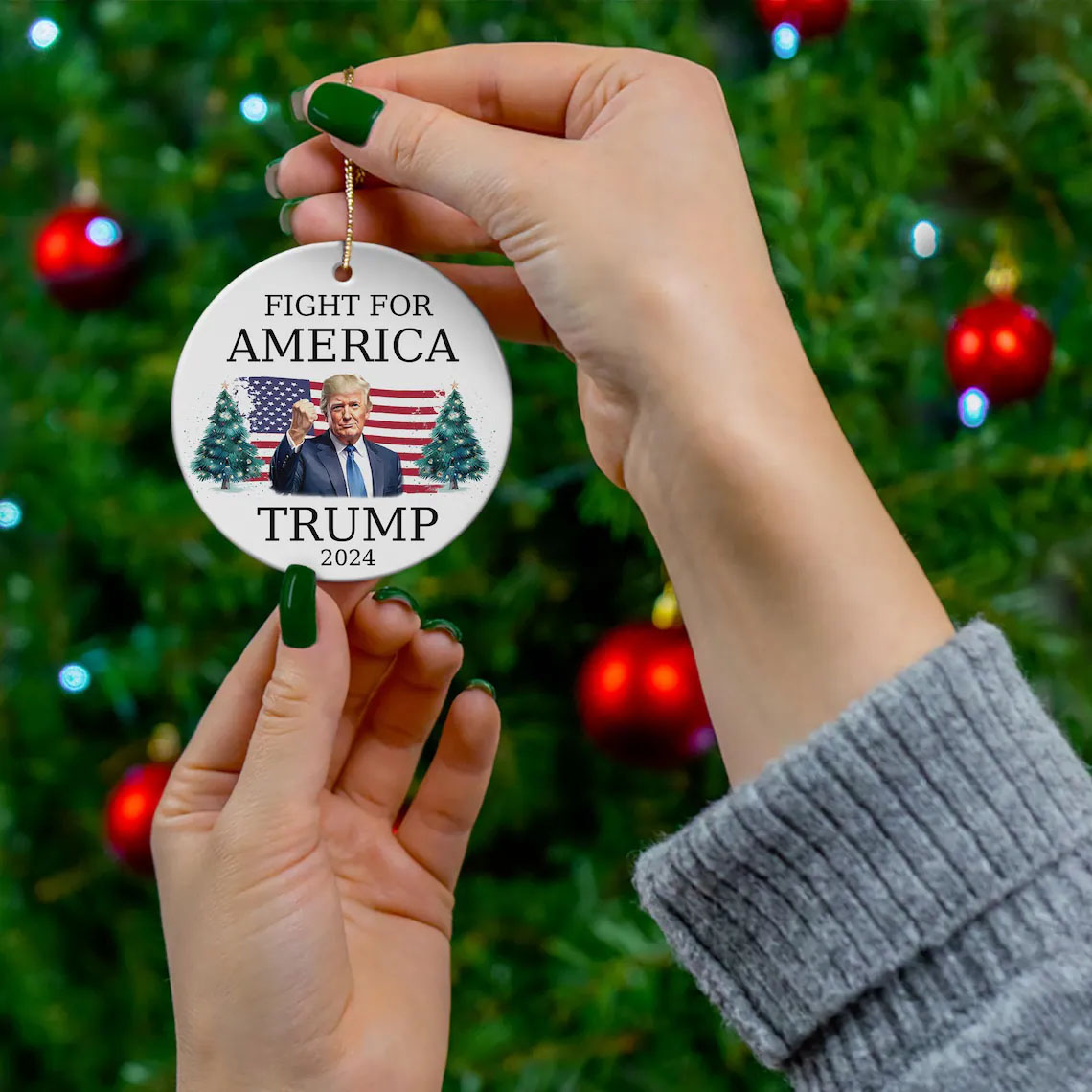 Fight For America Donald Trump Christmas Ornament
