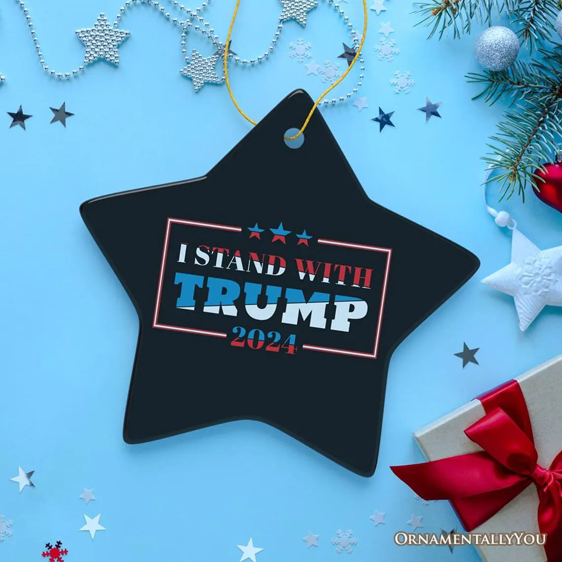 I Stand with Trump Christmas Ornament, Gift for Republican Supporter