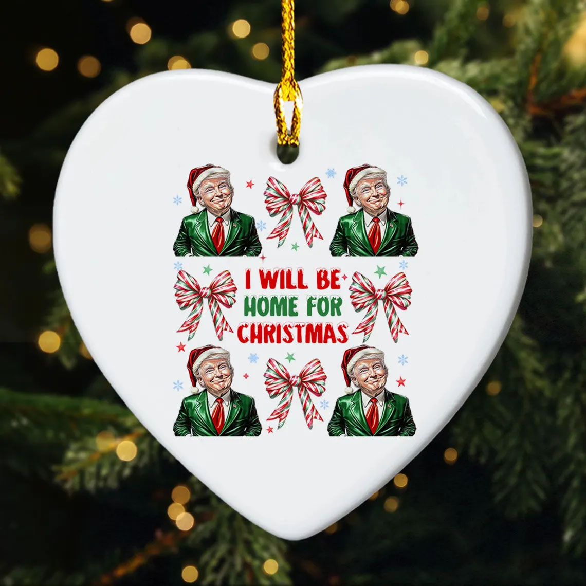 I'll Be Home For Christmas Donald Trump Ornament, Humorous Trump Christmas Ornament