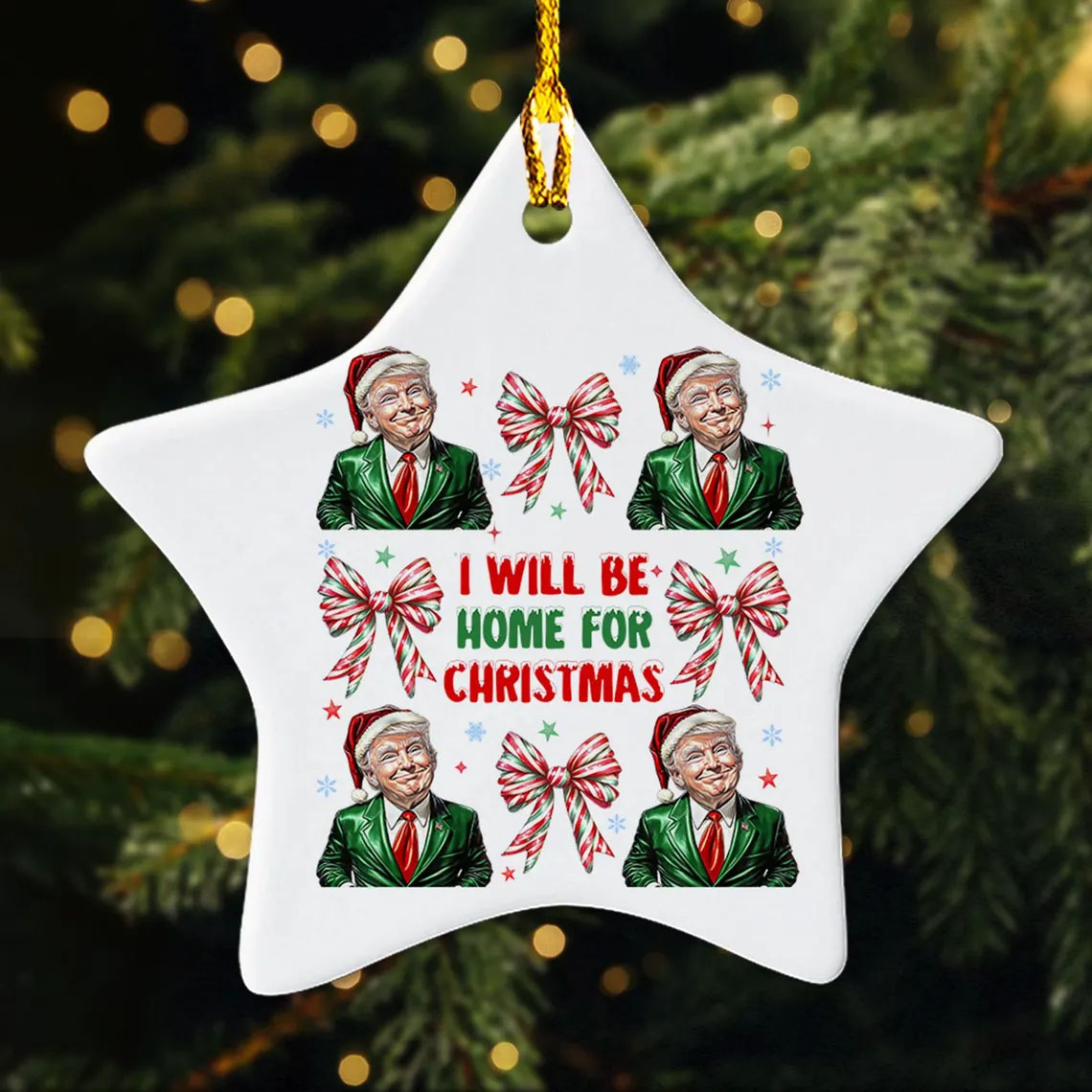 I'll Be Home For Christmas Donald Trump Ornament, Humorous Trump Christmas Ornament