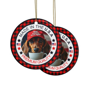 MAGA Dog Dachshund for Trump Christmas Ceramic Ornament