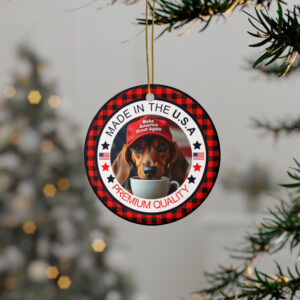 MAGA Dog Dachshund for Trump Christmas Ceramic Ornament