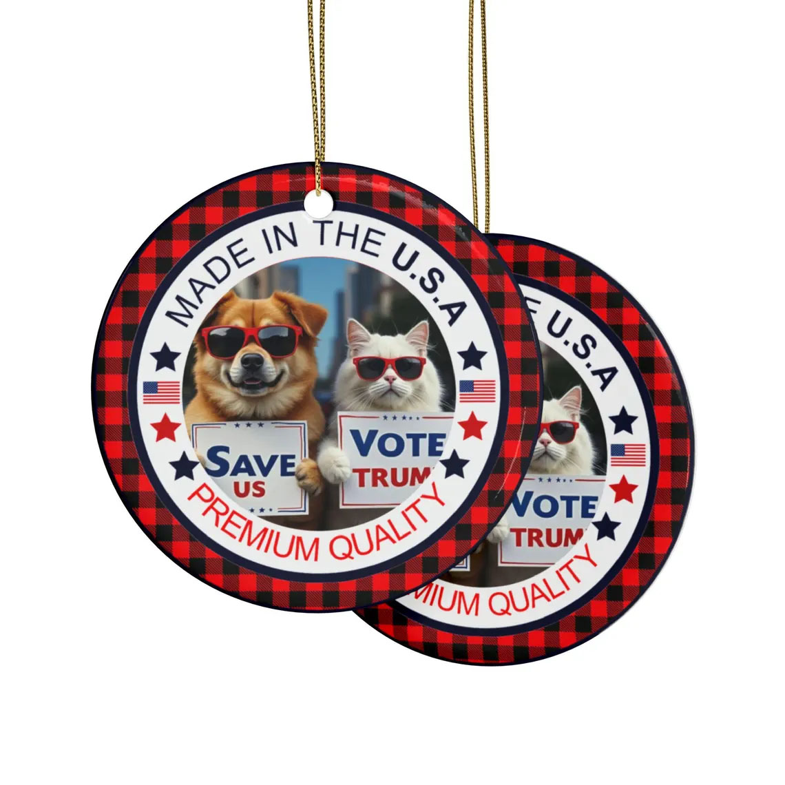 MAGA Pets Vote Trump Ceramic Christmas Ornament