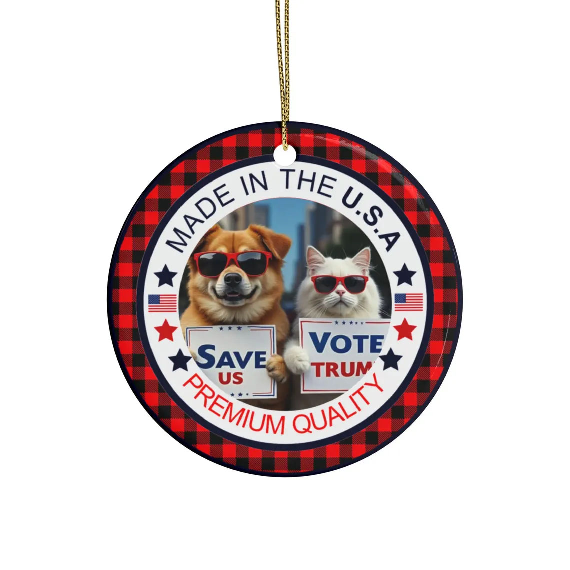 MAGA Pets Vote Trump Ceramic Christmas Ornament