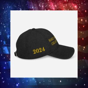 Make America Great Again Gold on Black Embroidery Denim Cap Hat