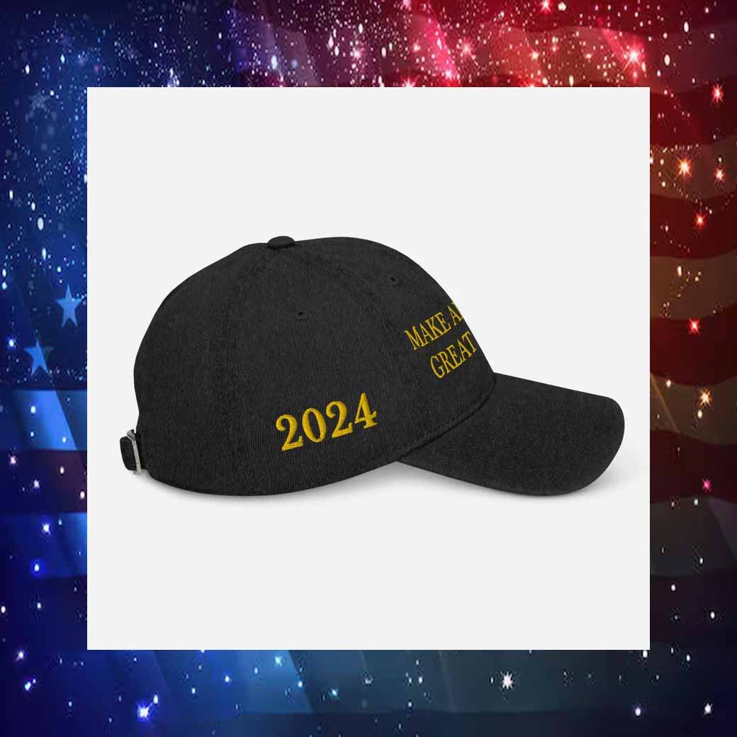 Make America Great Again Gold on Black Embroidery Denim Cap Hat